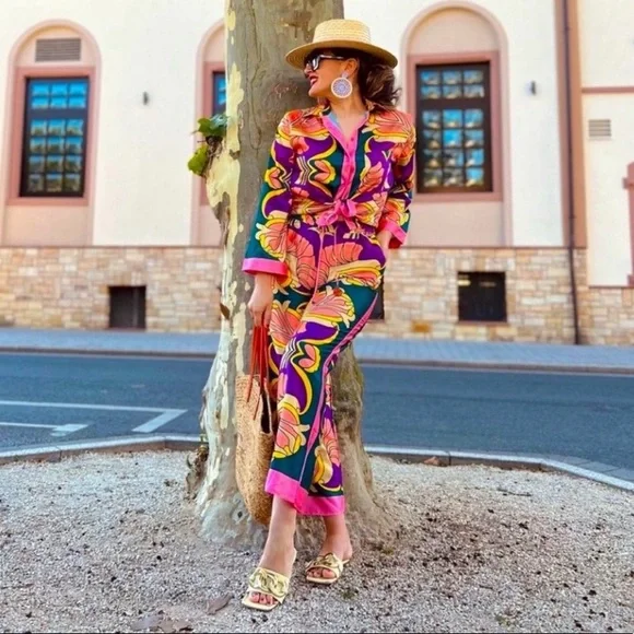 NWT Zara Pajama Style Printed Pants - Picture 5 of 14